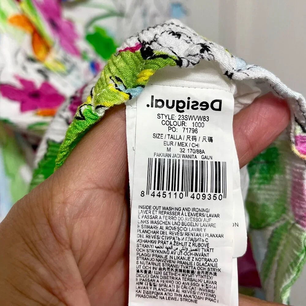 DESIGUAL Tropical asymmetric‎ mini dress in Floral Multi Size M